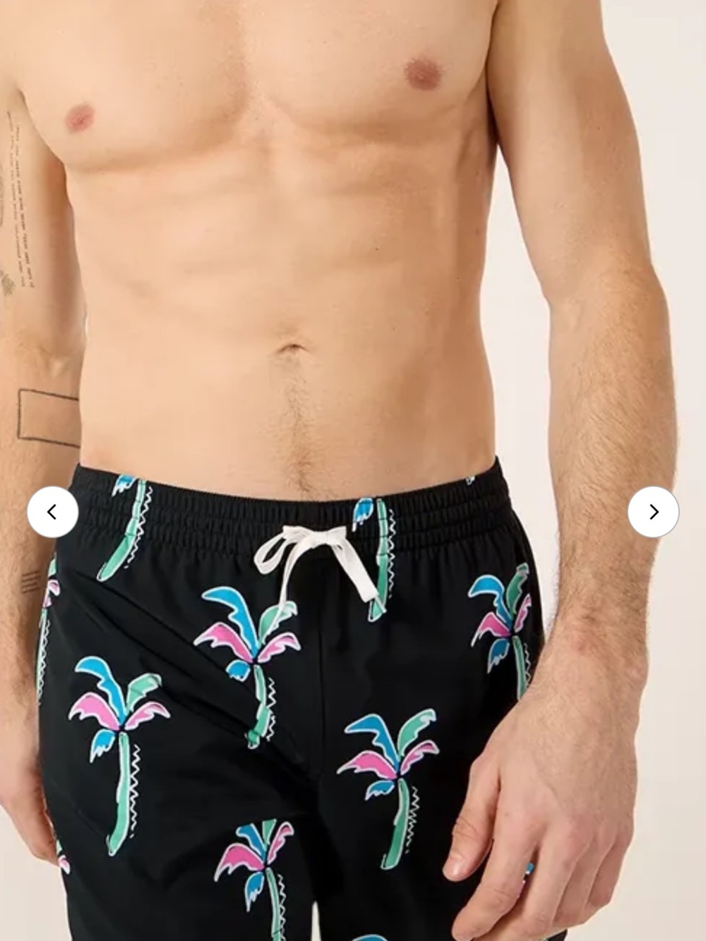 chubbies Black Swim Trunks with Blue, Pink & Teal Palm Print